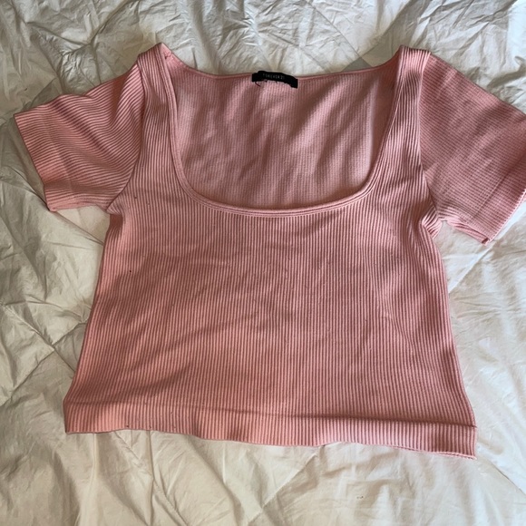 forever 21 pink square neckline ribbed top! - Picture 1 of 3
